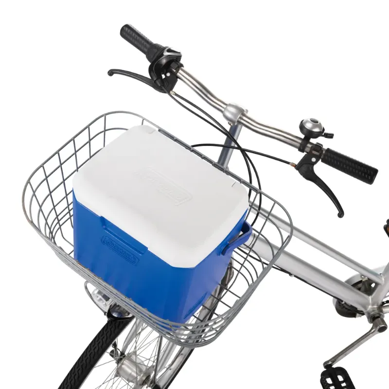 コールマン テイク9を自転車のカゴに入れて持ち運ぶ使用例