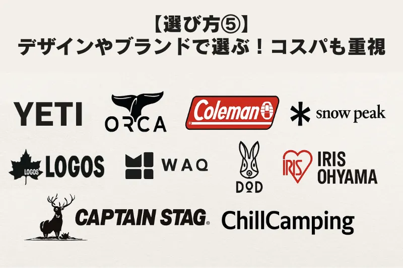 YETI、ORCA、Colemanなど、主要アウトドアブランド10社のロゴが横一列に並んだイメージ画像