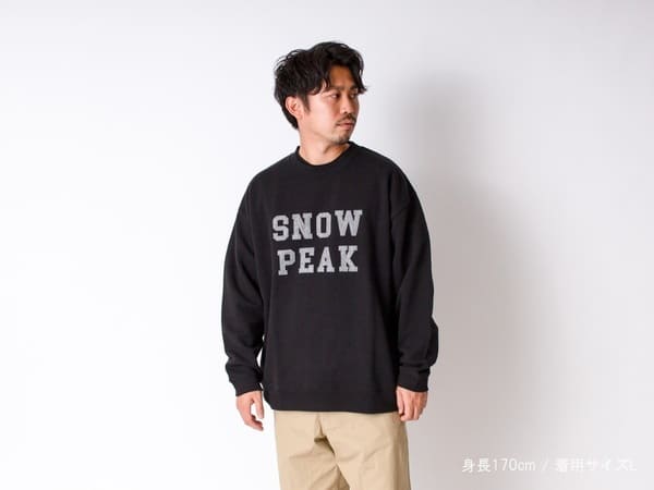 Snow Peak Felt Logo Sweatshirt Pullover ブラック 表