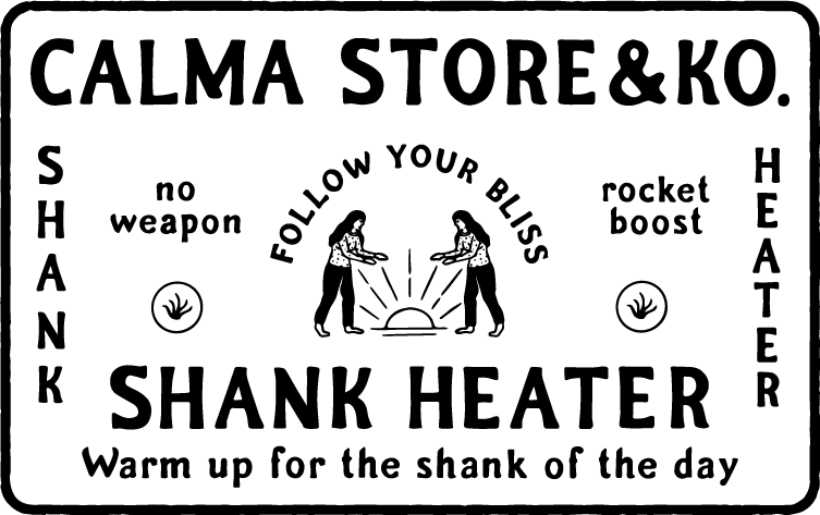 CALMA STORE & KO. と SHANK HEATER のブランド連名が入ったビジュアル。